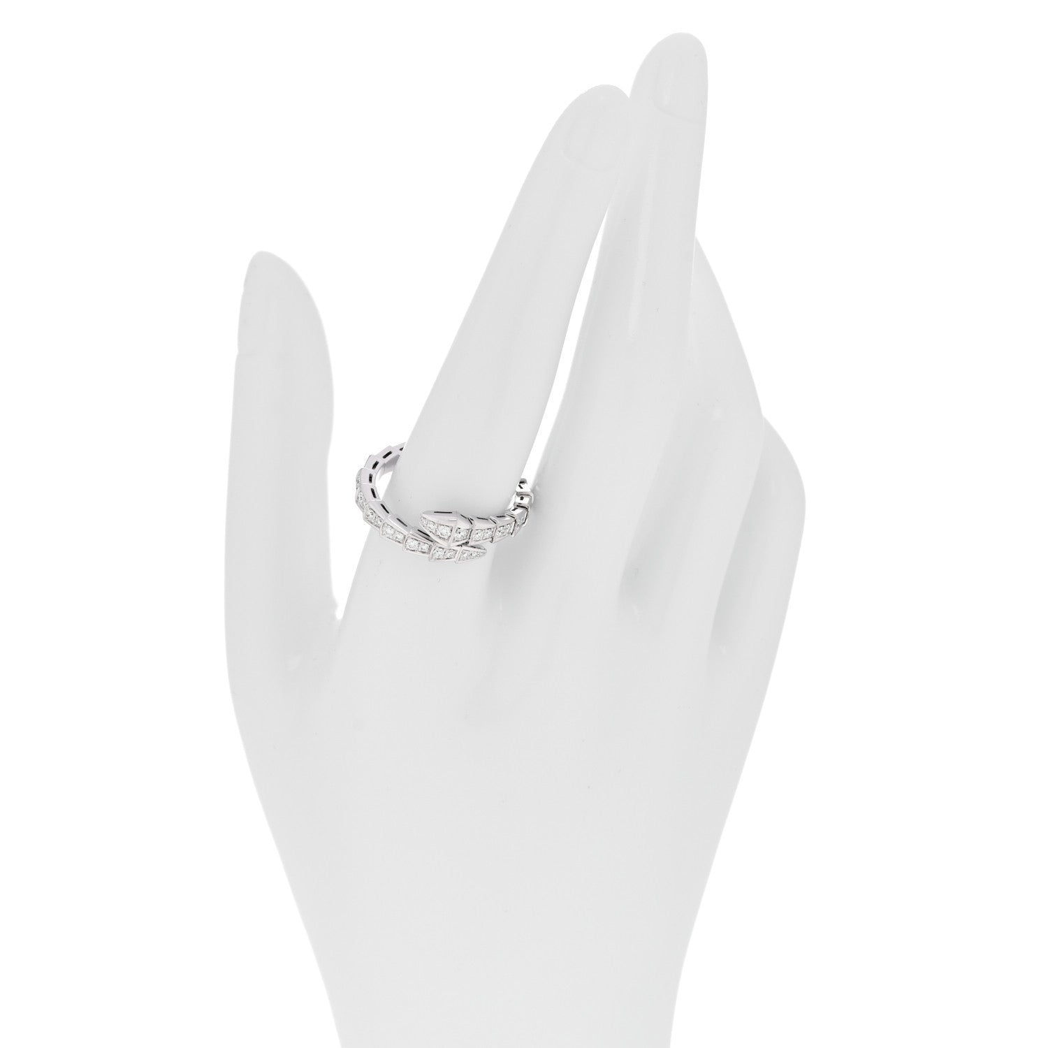 Bulgari 18K White Gold Diamond Serpenti Viper Pave Ring XXL 2 of 5