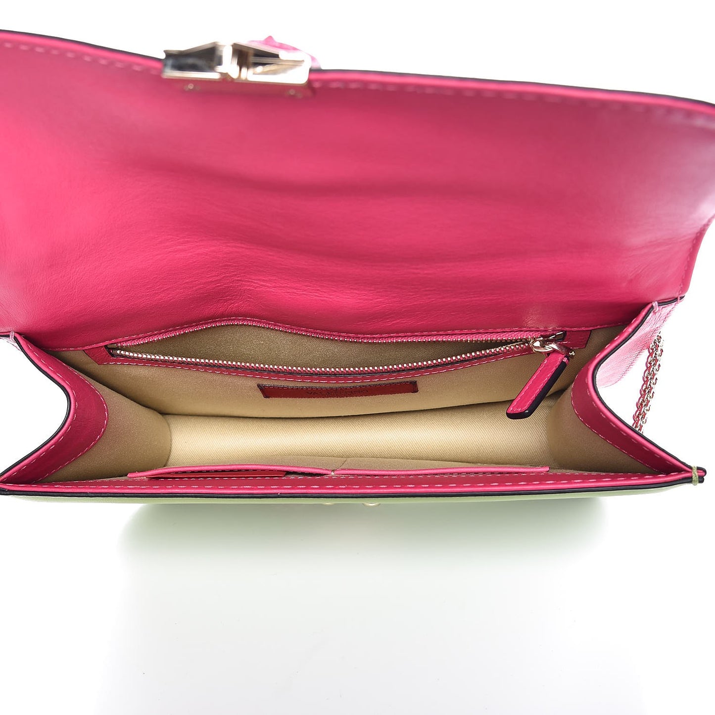 Vitello Tri-Color Medium Glam Lock Rockstud Flap Pop Gardenia Pop Apple Pop Fuxia