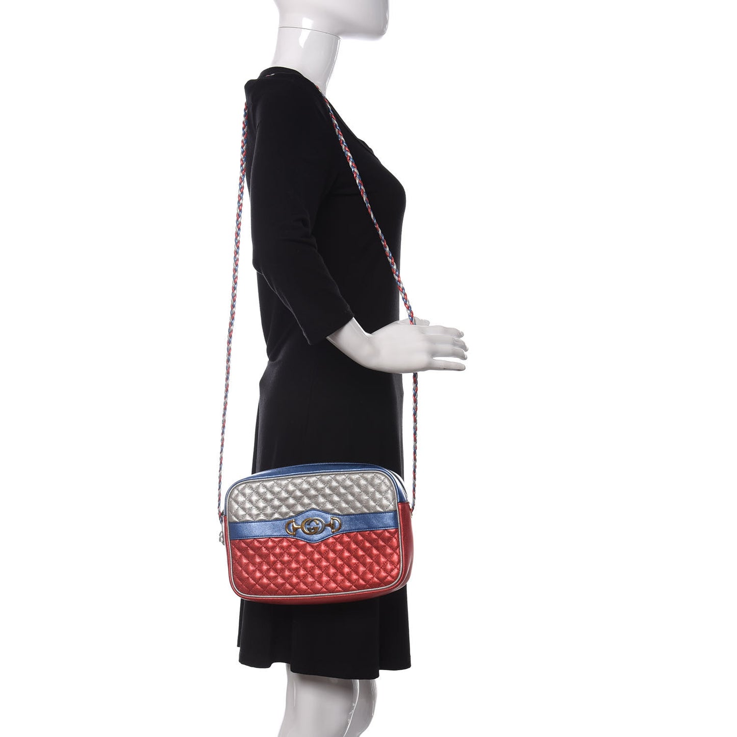 Laminated Nappa Trapuntata Small Zumi Shoulder Bag Rosso Marine Argento