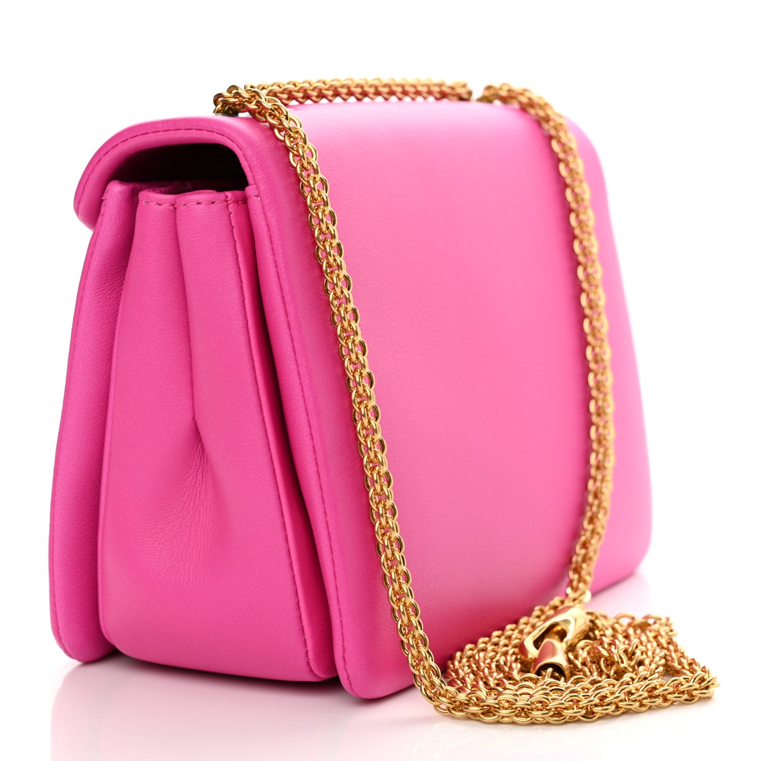Valentino Garavani Nappa One Stud Chain Clutch Pink PP 3 of 12