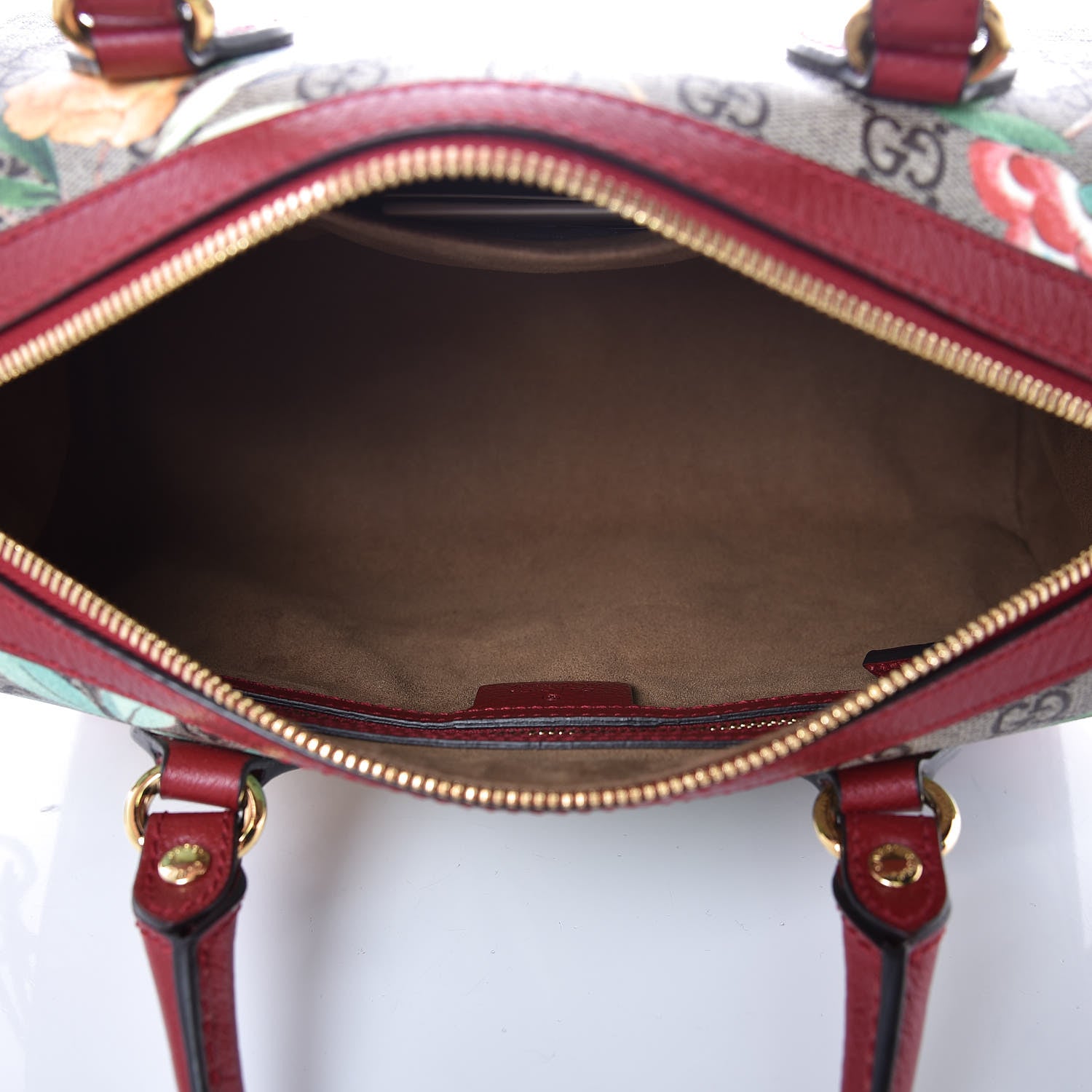 Gucci GG Supreme Monogram Tian Small Boston Beige Multicolor Red 5 of 7