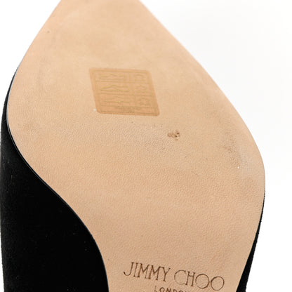 Jimmy Choo Suede Love Logo 100 Pumps 37 Black White 10 of 11