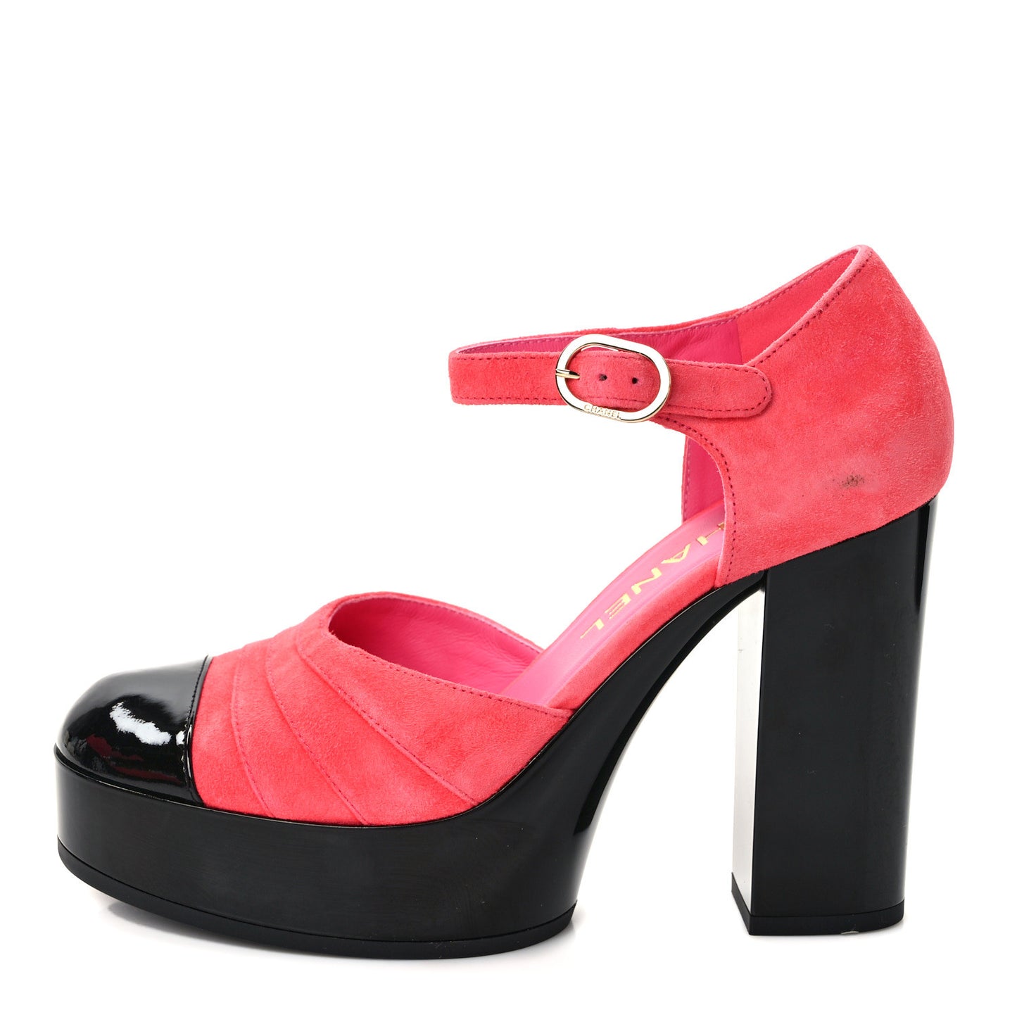 Patent Suede CC Platform Pumps 37.5 Dark Pink Black