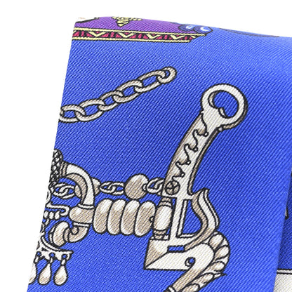 Hermes Silk Mors Et Gourmettes Remix Twilly Bleu Roy Turquoise Prune 4 of 4