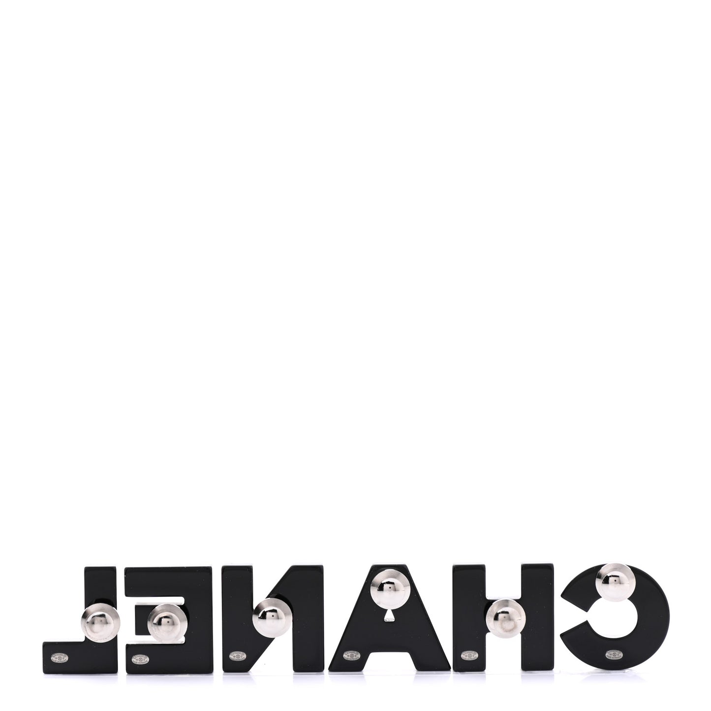 Resin Mirror Logo Brooch Set Black