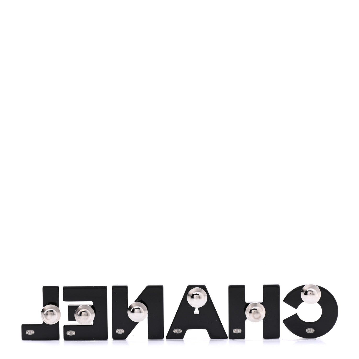 Chanel Resin Mirror Logo Brooch Set Black 3 of 5