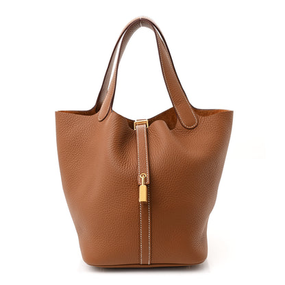 Hermes Taurillon Clemence Picotin Lock 22 MM Gold 1 of 11
