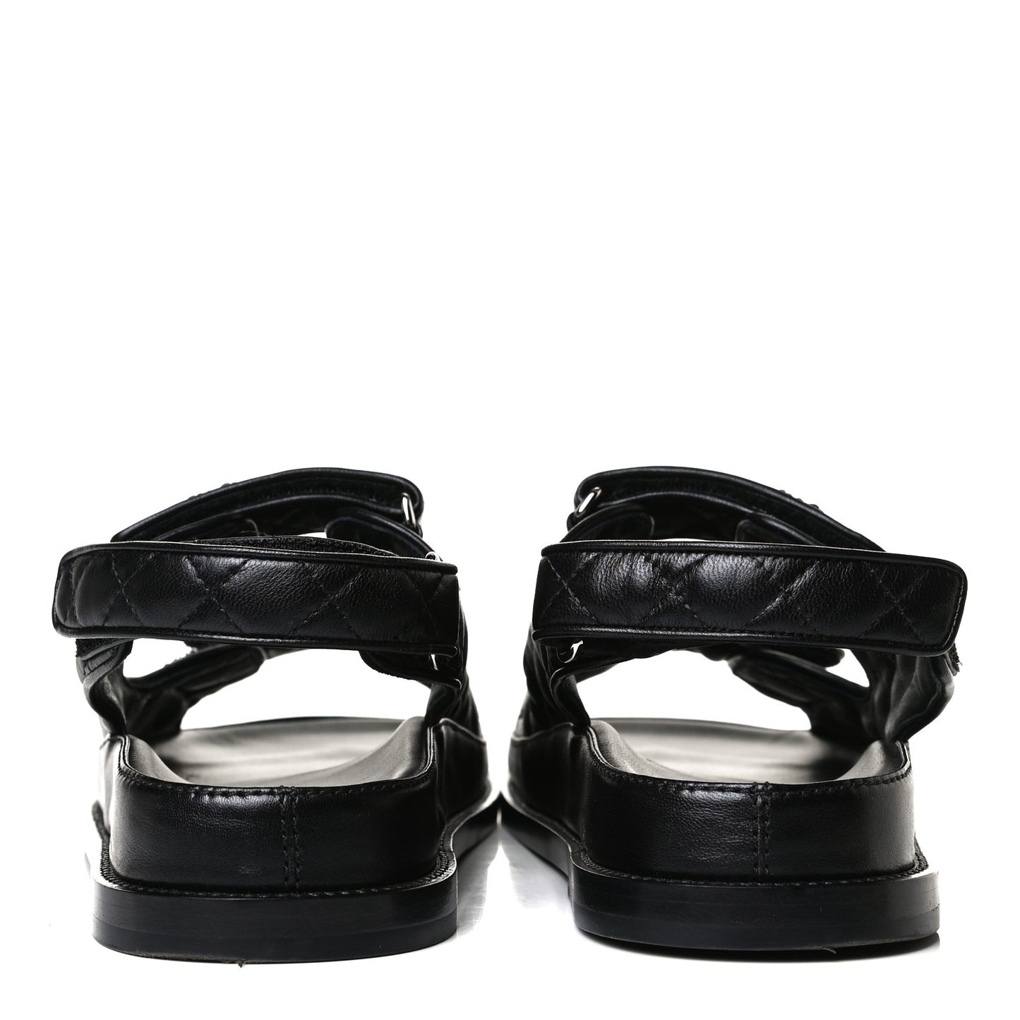 Lambskin Quilted Velcro Dad Sandals 41 So Black