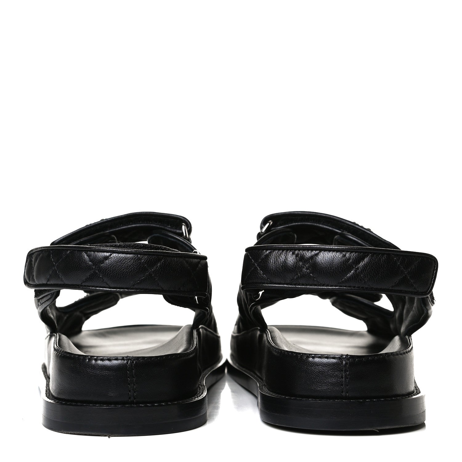Chanel Lambskin Quilted Velcro Dad Sandals 41 So Black 6 of 12
