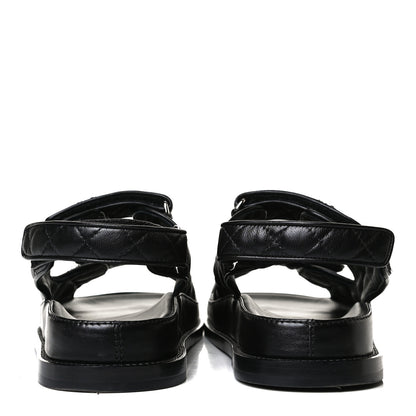 Chanel Lambskin Quilted Velcro Dad Sandals 41 So Black 6 of 12