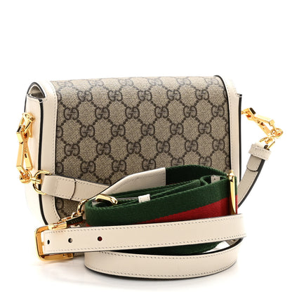 Gucci GG Supreme Monogram Web Mini Horsebit 1955 Shoulder Bag Beige Mystic White 3 of 10