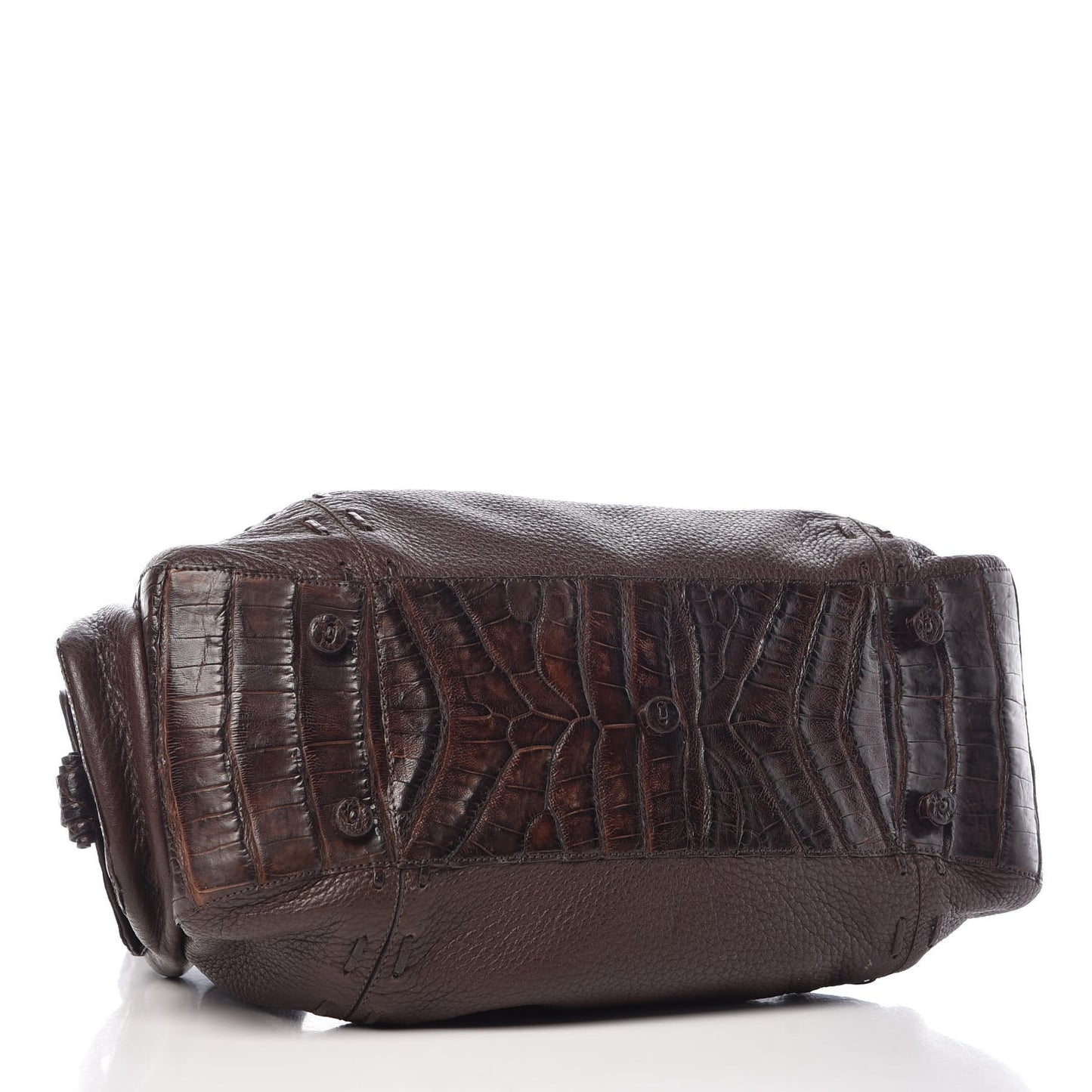 Calfskin Crocodile Shoulder Tote Brown