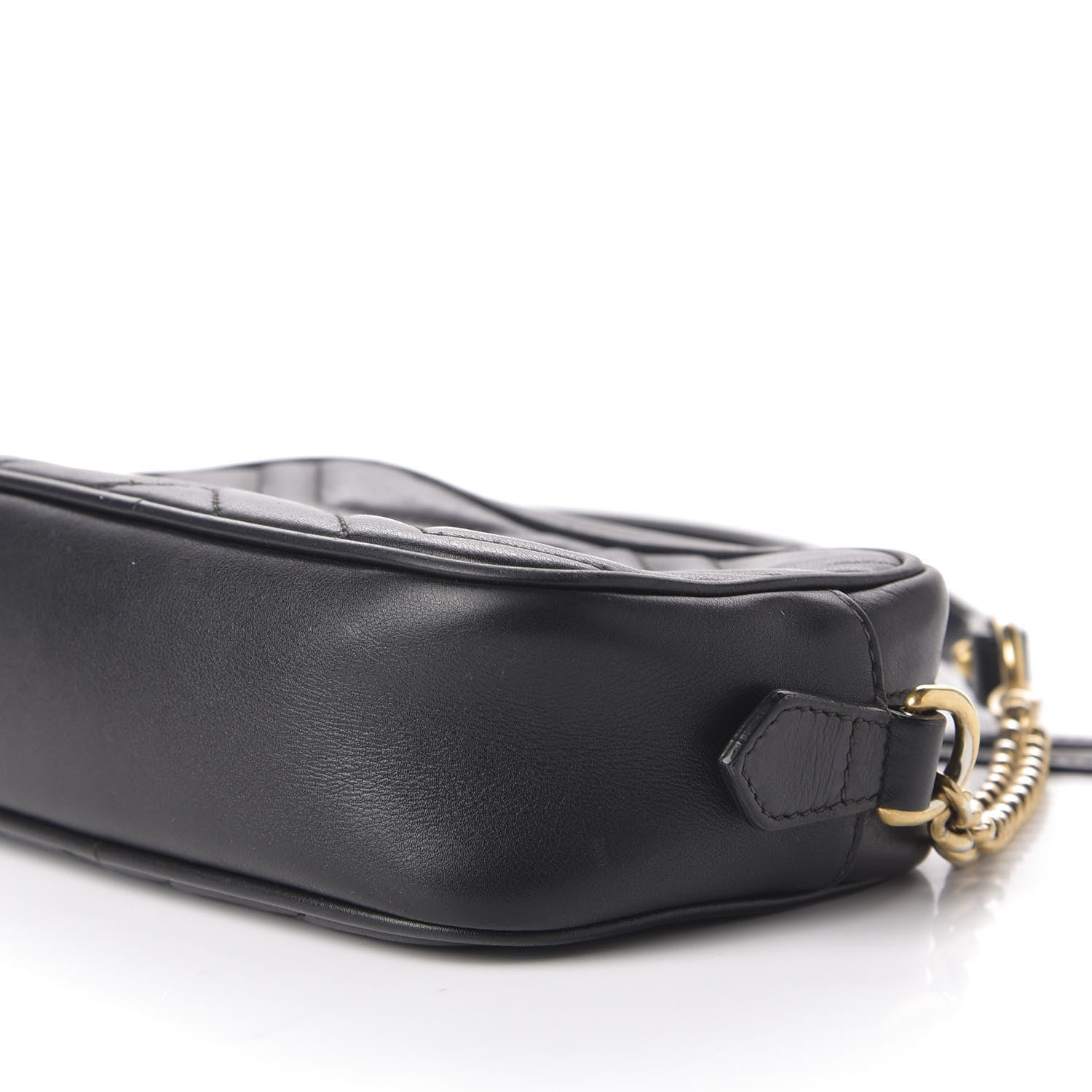 Gucci Calfskin Matelasse Mini GG Marmont Chain Shoulder Bag Black 11 of 13