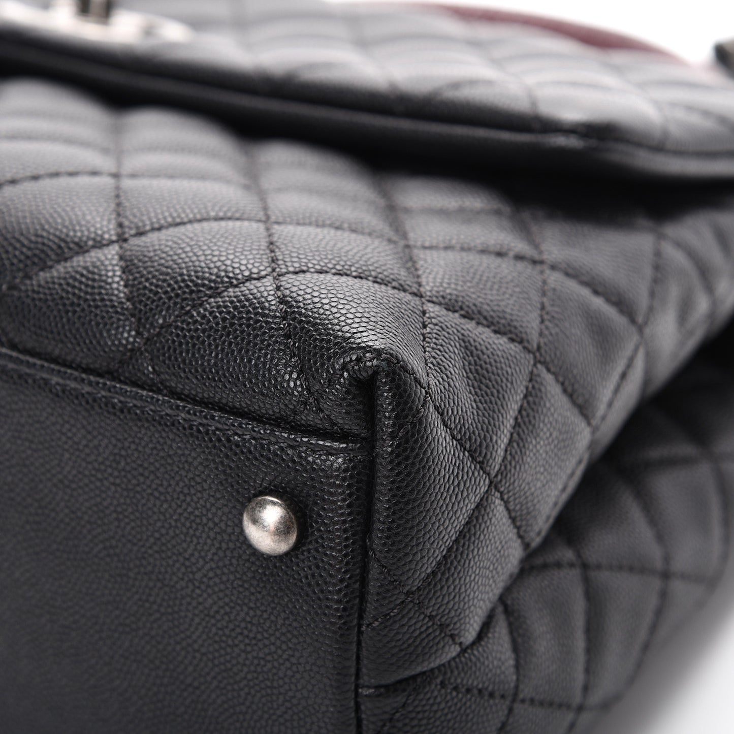 Caviar Lizard Quilted Medium Coco Handle Flap Black