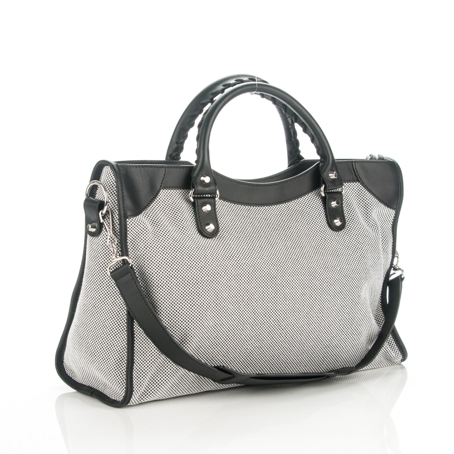 Calfskin Twill Classic Hardware Perforated City Black White