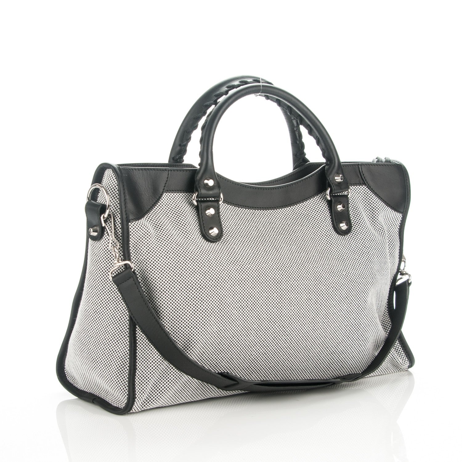 Balenciaga Calfskin Twill Classic Hardware Perforated City Black White 3 of 7