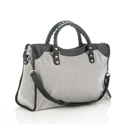 Balenciaga Calfskin Twill Classic Hardware Perforated City Black White 3 of 7