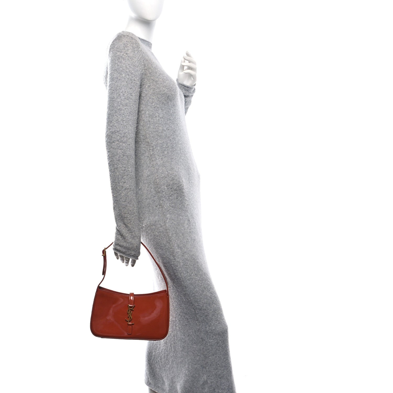 Saint Laurent Patent Le 5 A 7 Hobo Mild Rose 2 of 13