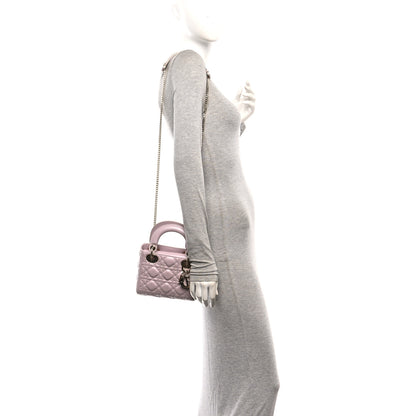 Christian Dior Metallic Lambskin Cannage Mini Lady Dior Lotus 2 of 10