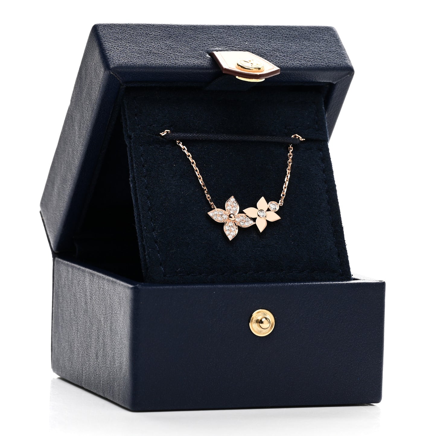 18K Pink Gold Diamond Star Blossom Necklace