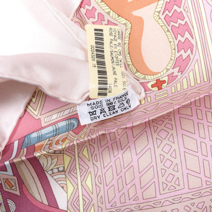 Hermes Silk Voyage En Etoffes Scarf 90 Rose Pale Saumon Jaune Pale 6 of 6