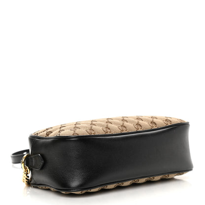 Gucci Monogram Matelasse Diagonal Small GG Marmont Chain Shoulder Bag Beige Black 4 of 14