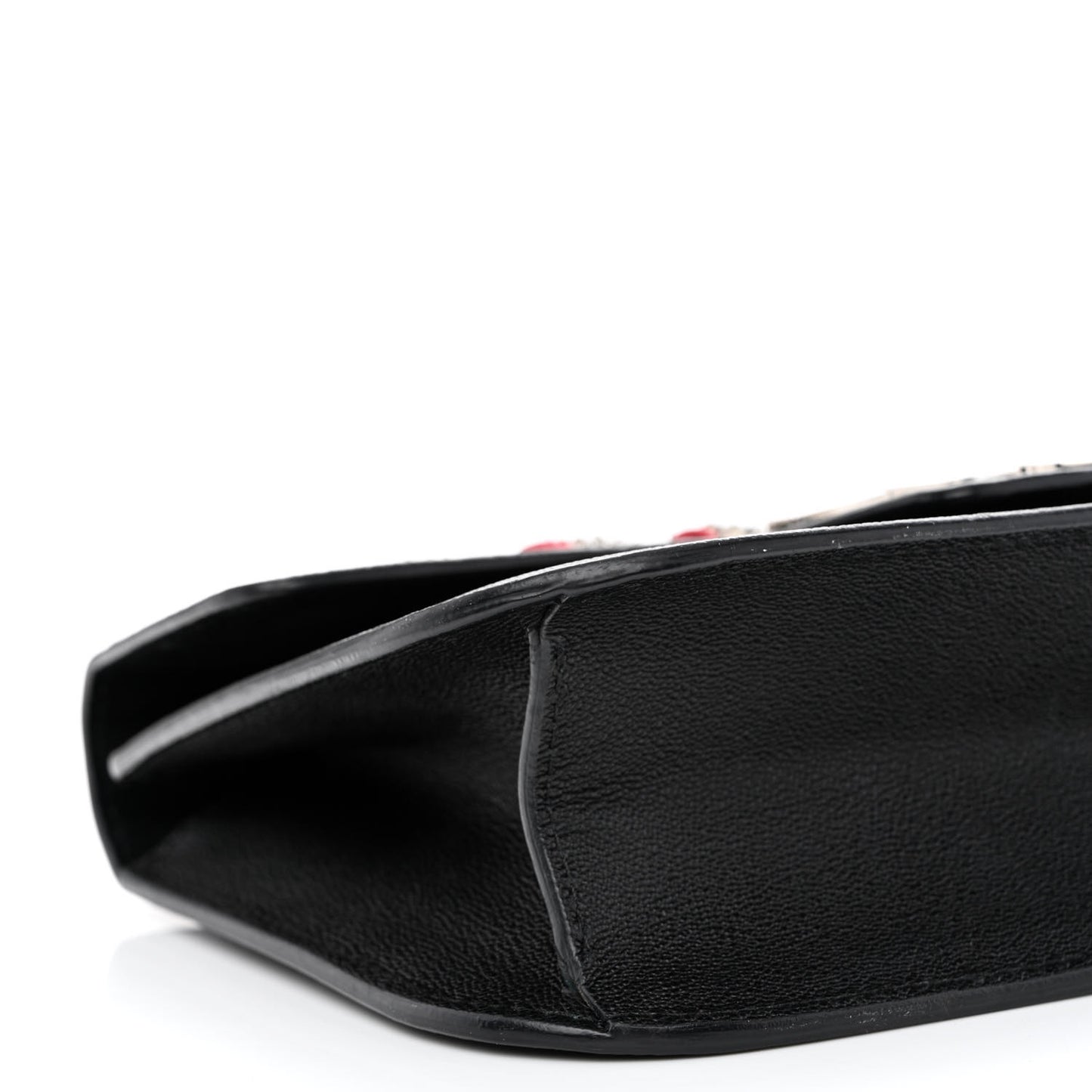 Grained Calfskin Hand Appliqued Medium Insignia Flap Black