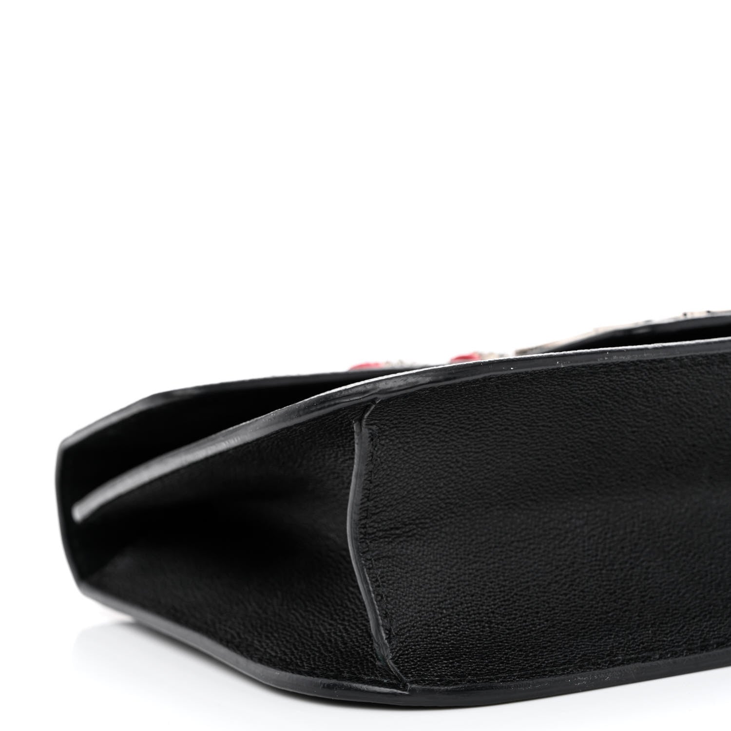 Alexander McQueen Grained Calfskin Hand Appliqued Medium Insignia Flap Black 9 of 15