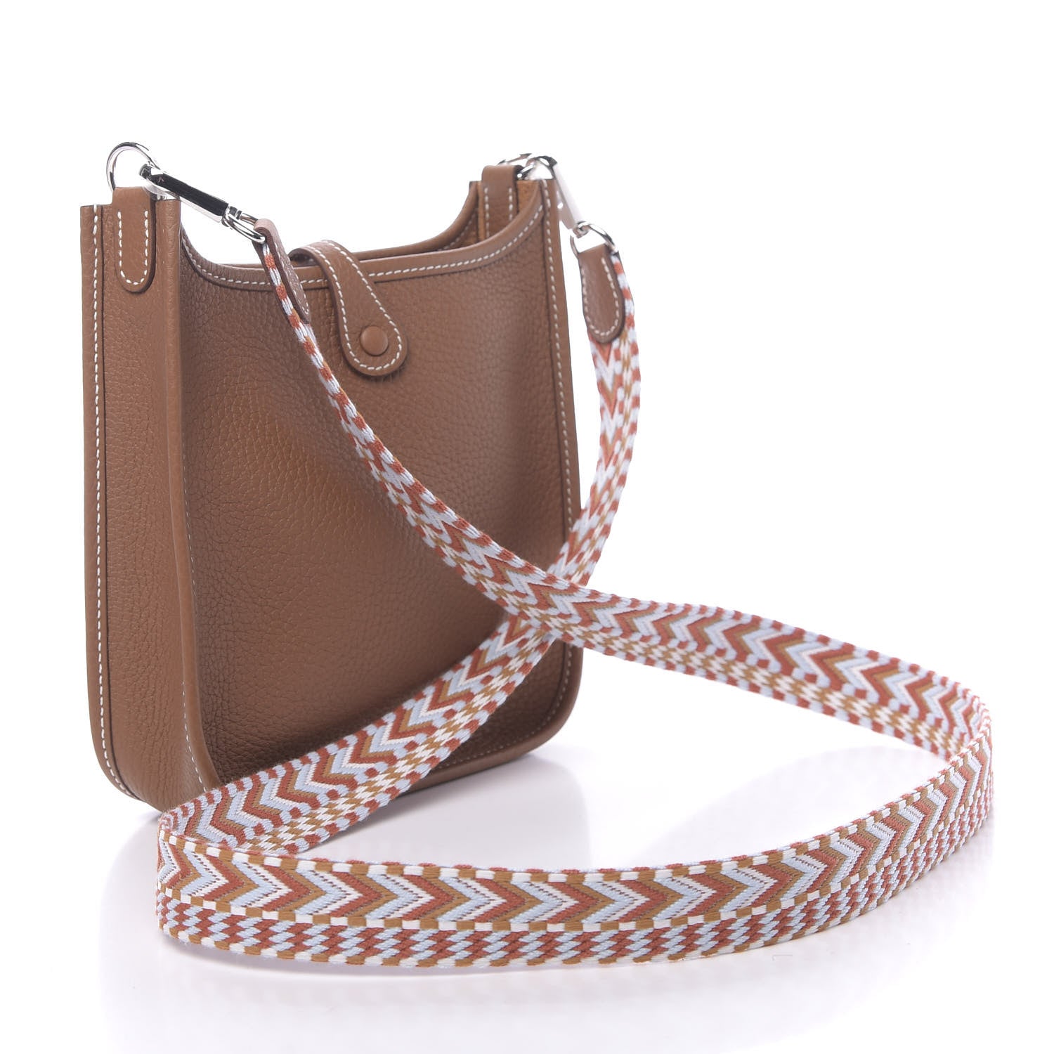Hermes Taurillon Clemence Allegro Evelyne TPM Gold Cornaline White 3 of 11