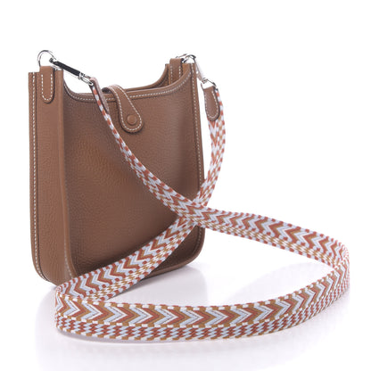 Hermes Taurillon Clemence Allegro Evelyne TPM Gold Cornaline White 3 of 11