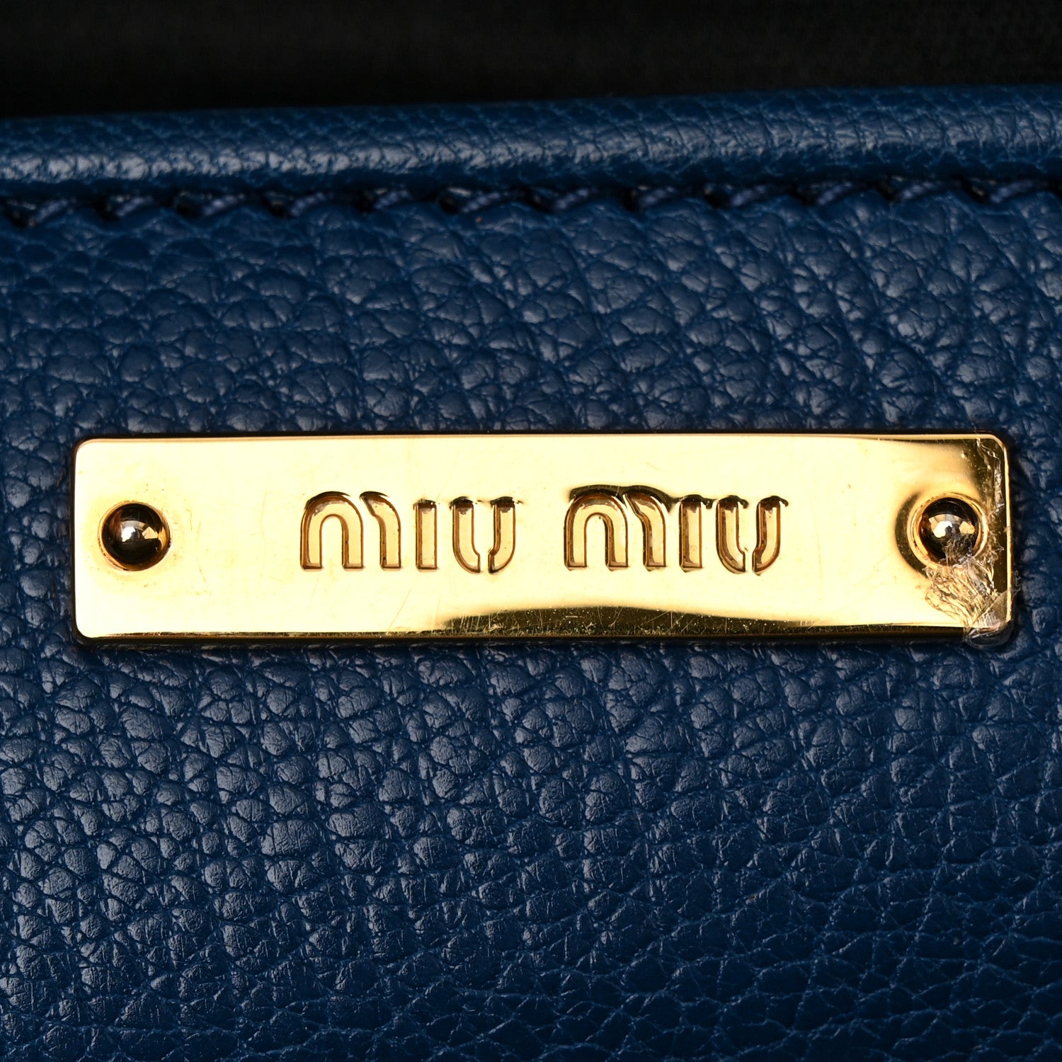 Miu Miu Goatskin Madras Bi-Color Bowling Bag Cobalto Marea 6 of 8