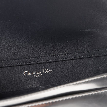 Christian Dior Metallic Patent Micro-Cannage Diorama Wallet on Chain Pouch Silver 6 of 10