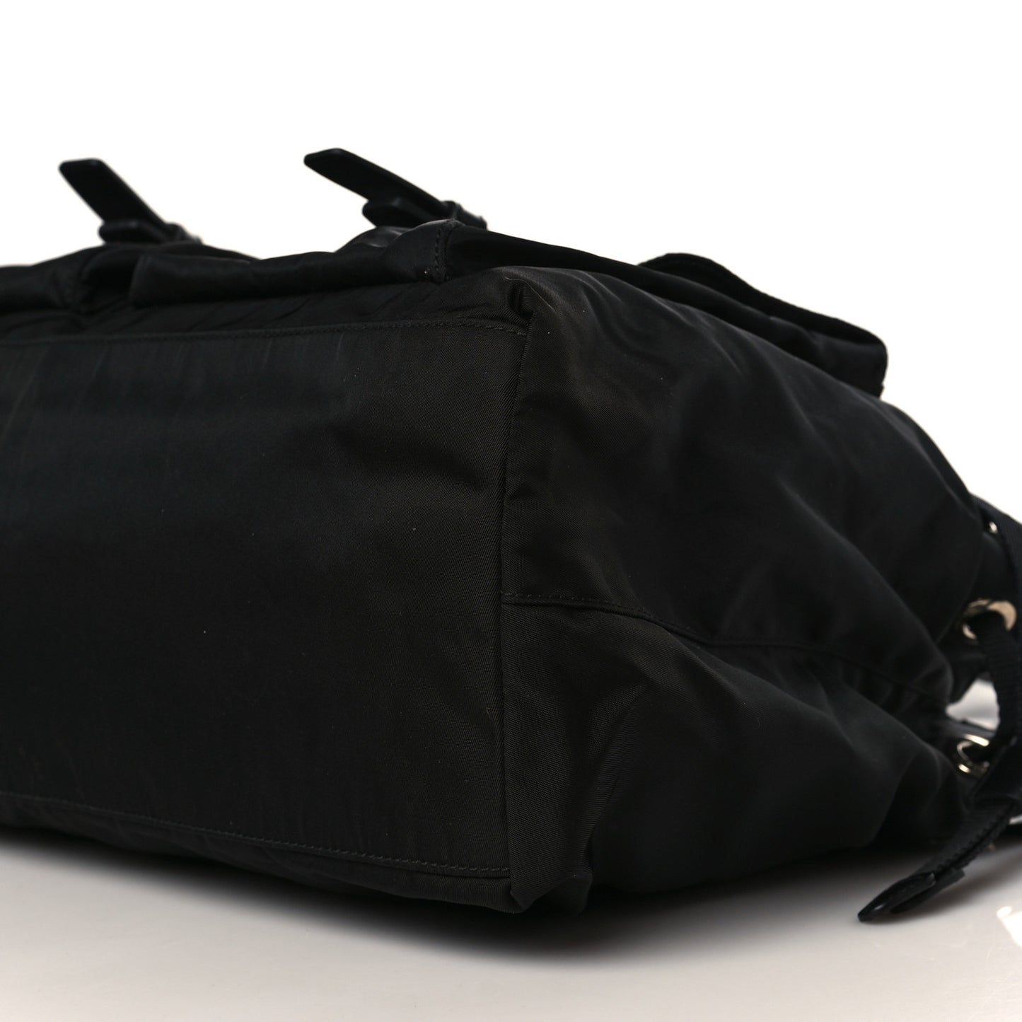Nylon Vela Drawstring Shopping Tote Black