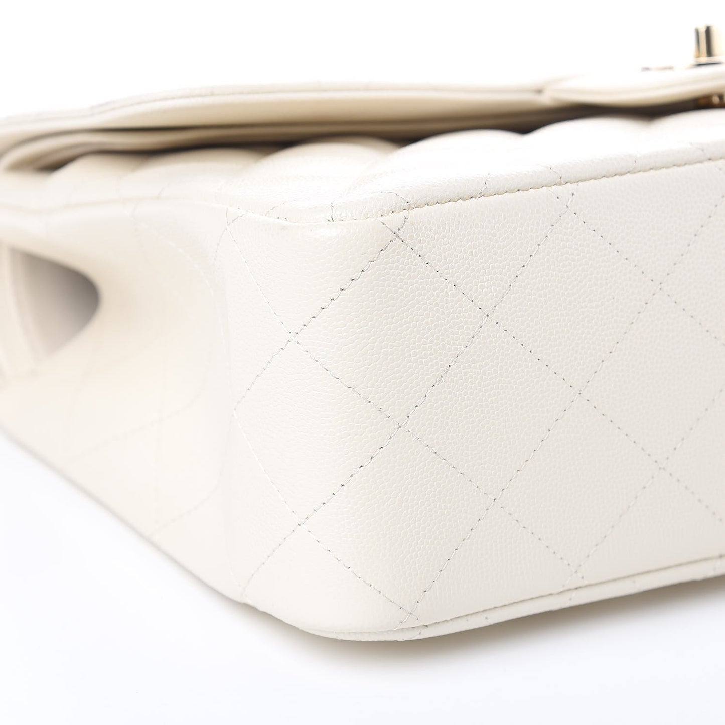Caviar Quilted Jumbo Double Flap White