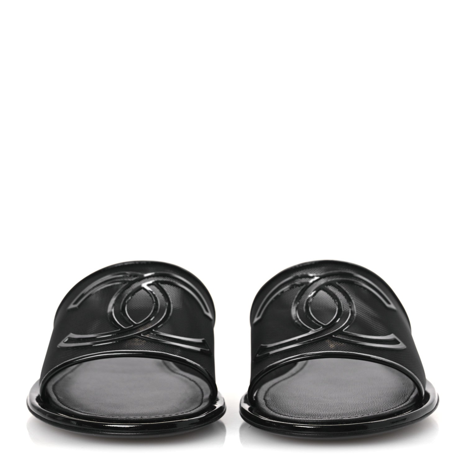 Chanel Mesh Patent Calfskin CC Mules 39 Black 3 of 10