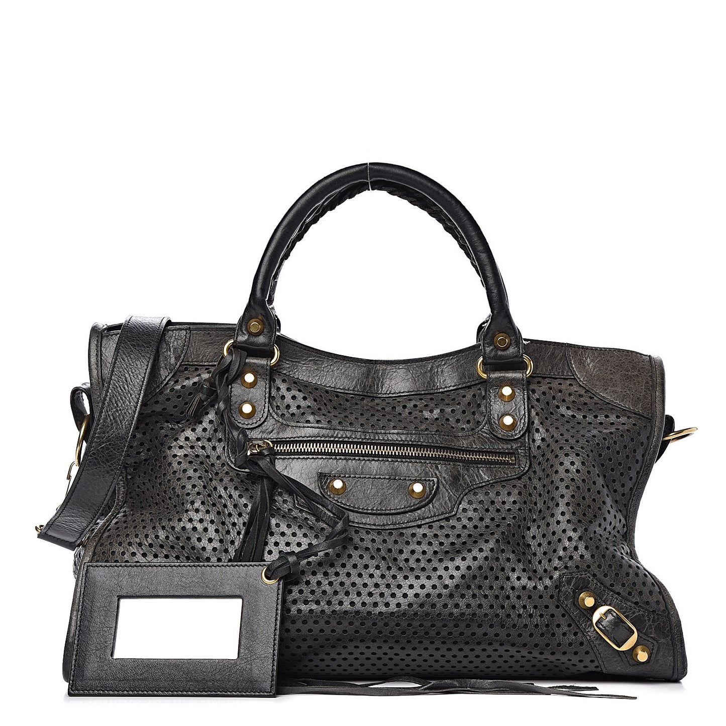 Agneau Laser Cut Cross Classic Gold Hardware City Black