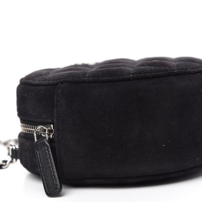 Chanel Suede Quilted Crystal Round Clutch With Logo Chain Black 6 of 11