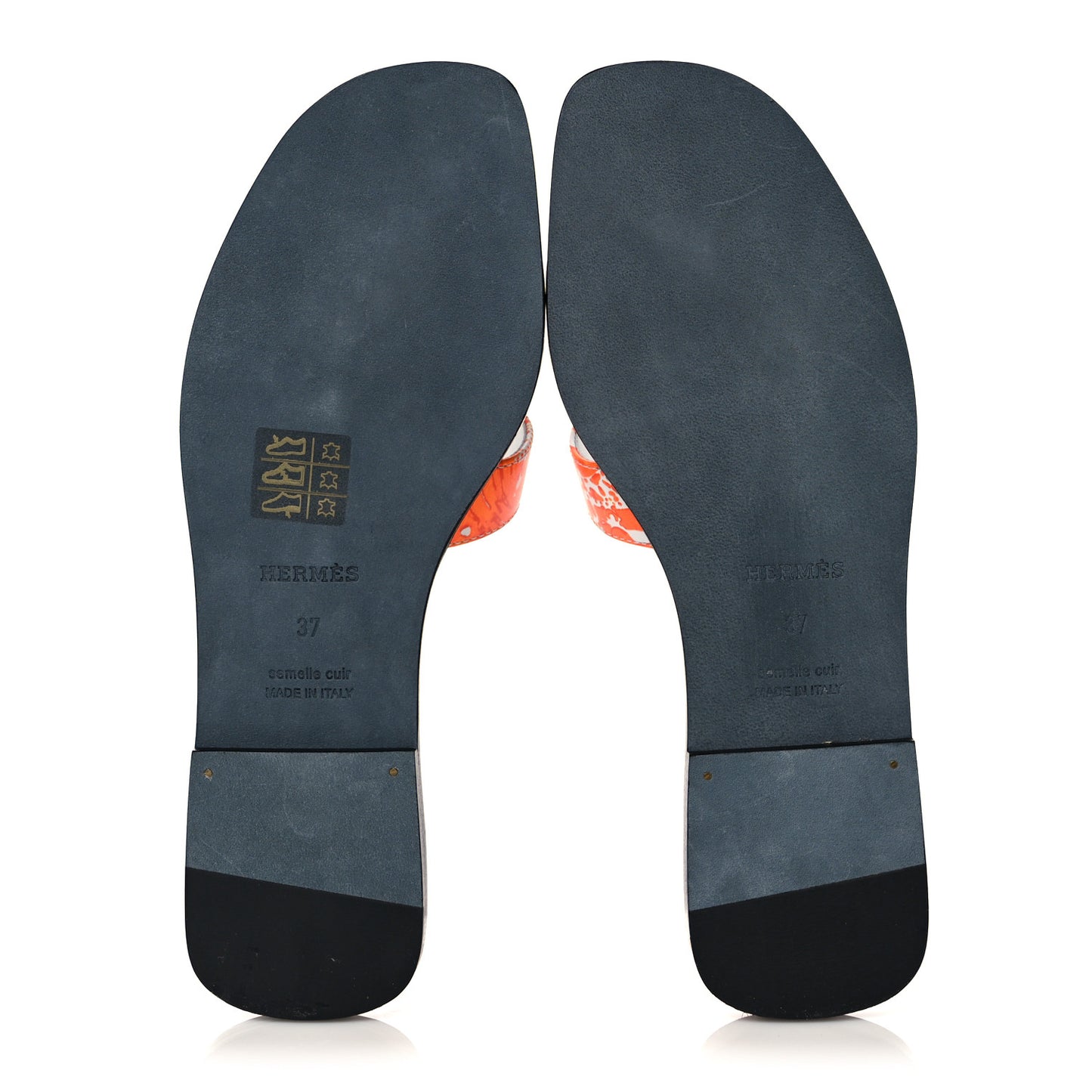 Calfskin Printed Peinture Fraiche Oran Sandals 37 White Orange