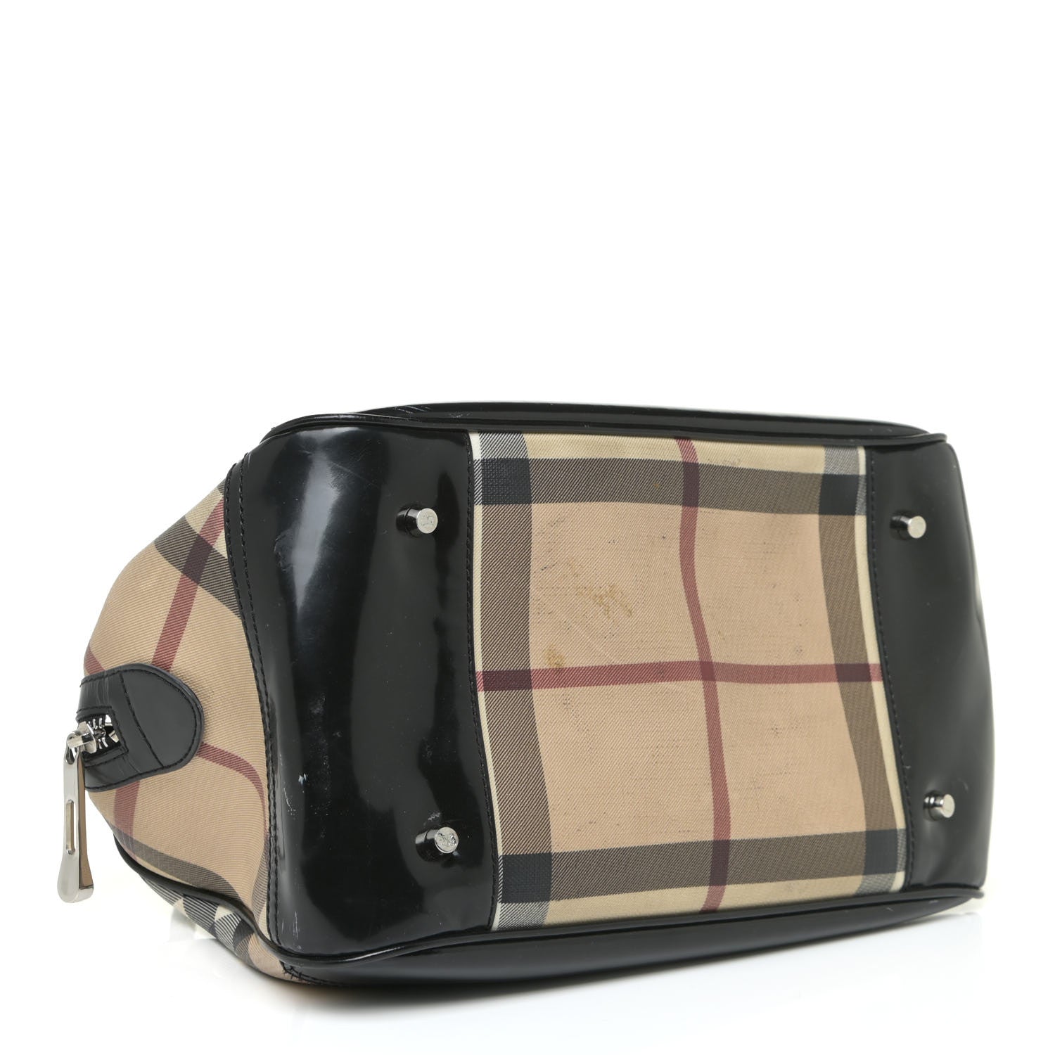 Burberry Supernova Check Patent Bowling Bag Black 3 of 27