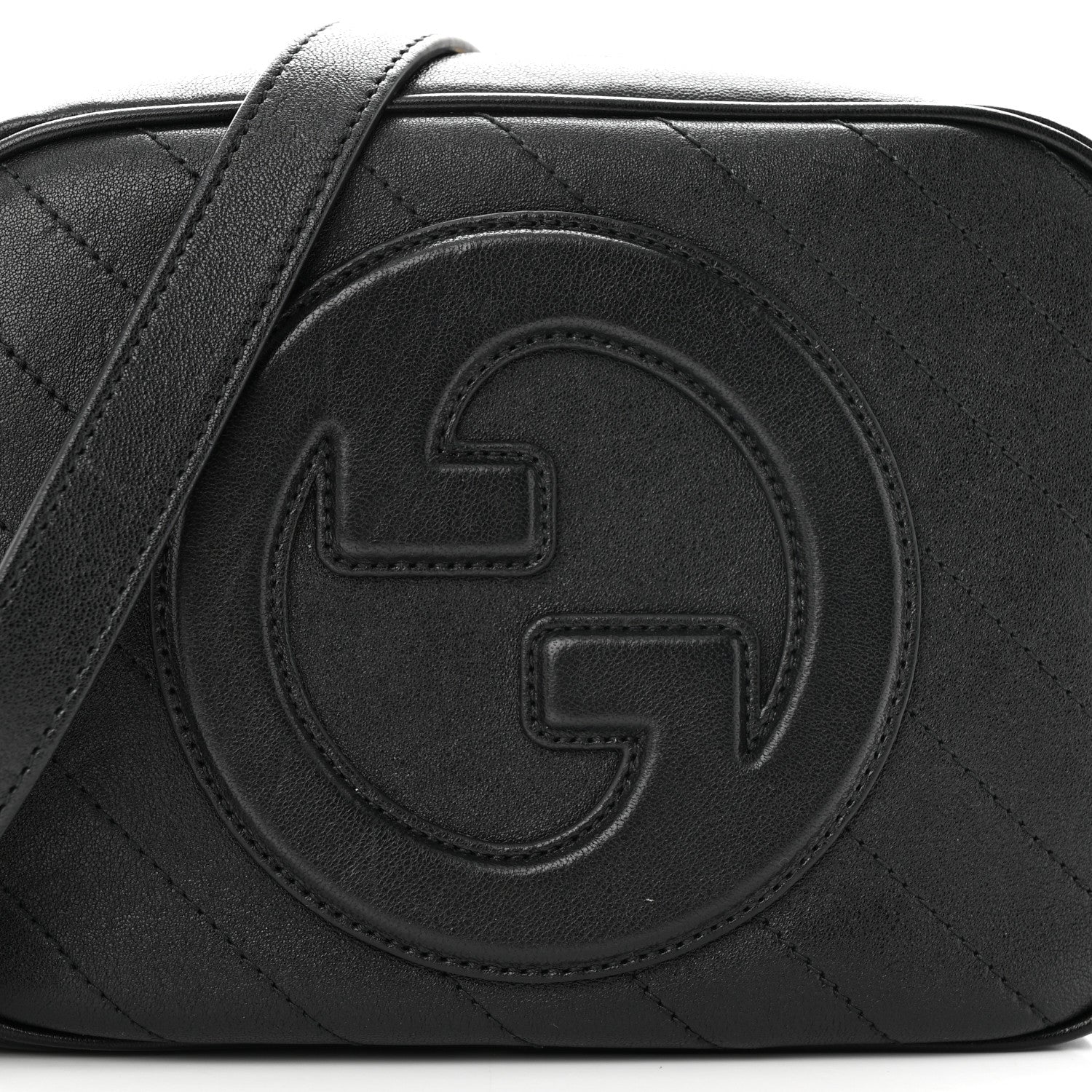 Gucci Sakai Be Green Calfskin Diagonal Stitched Small Blondie Shoulder Bag Black 8 of 10