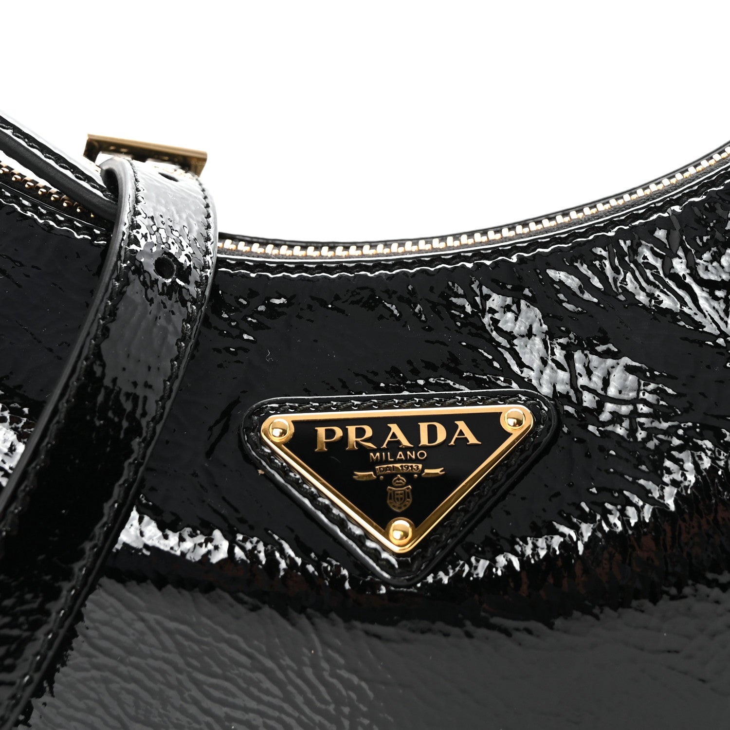 Prada Patent Naplak Arque Shoulder Bag Black 6 of 8