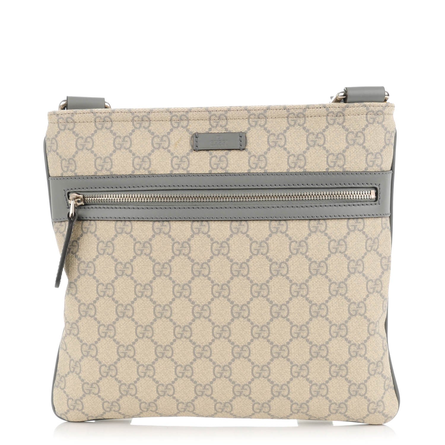 Gucci GG Supreme Monogram Small Flat Messenger Bag Ecru Grigio 1 of 7