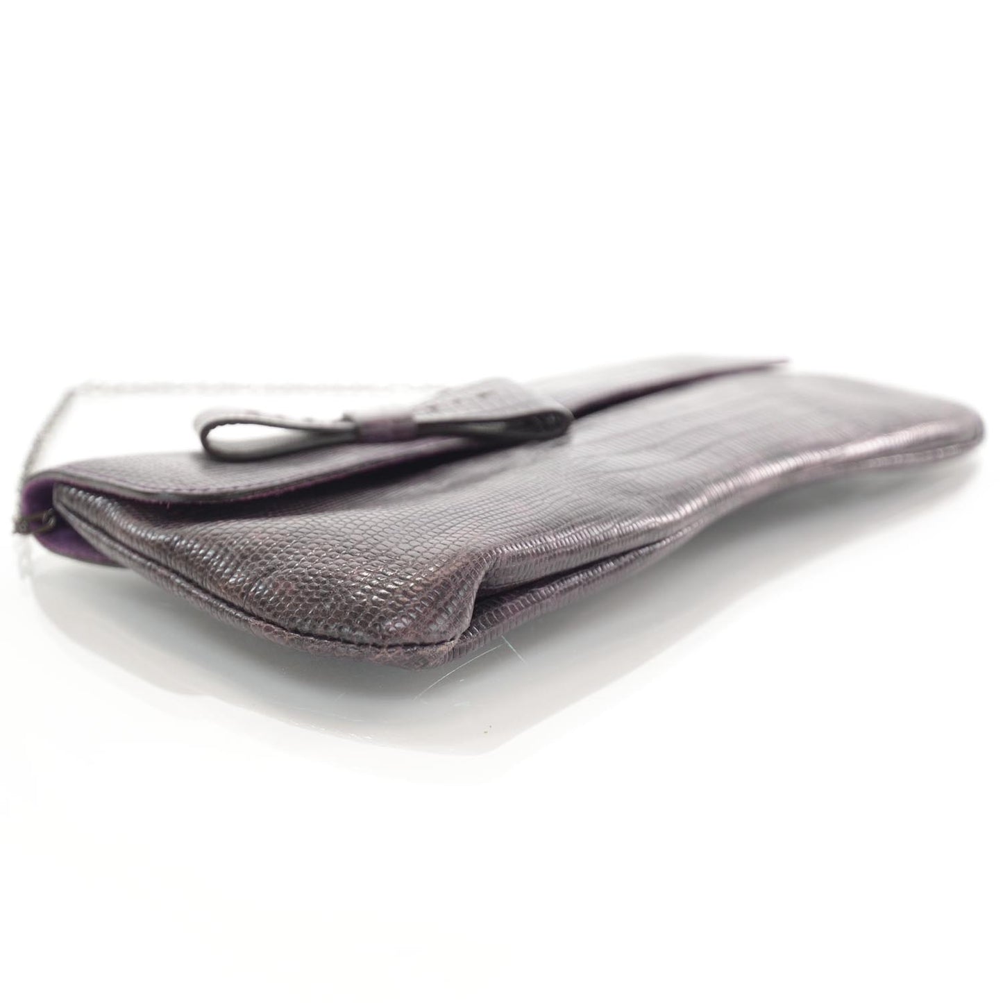 Lizard Embossed Bow Clutch Bag