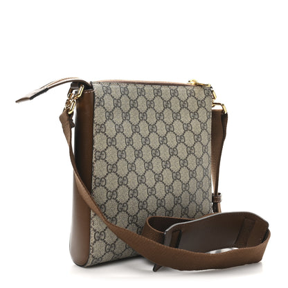 Gucci GG Supreme Monogram Azalea Calfskin Retro Interlocking G Flat Messenger Bag Beige Ebony Brown Sugar 3 of 10