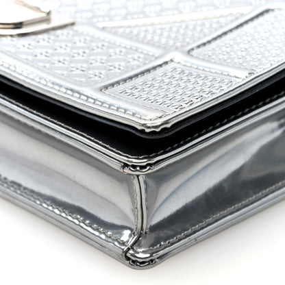 Christian Dior Metallic Patent Micro-Cannage Diorama Wallet on Chain Pouch Silver 9 of 10