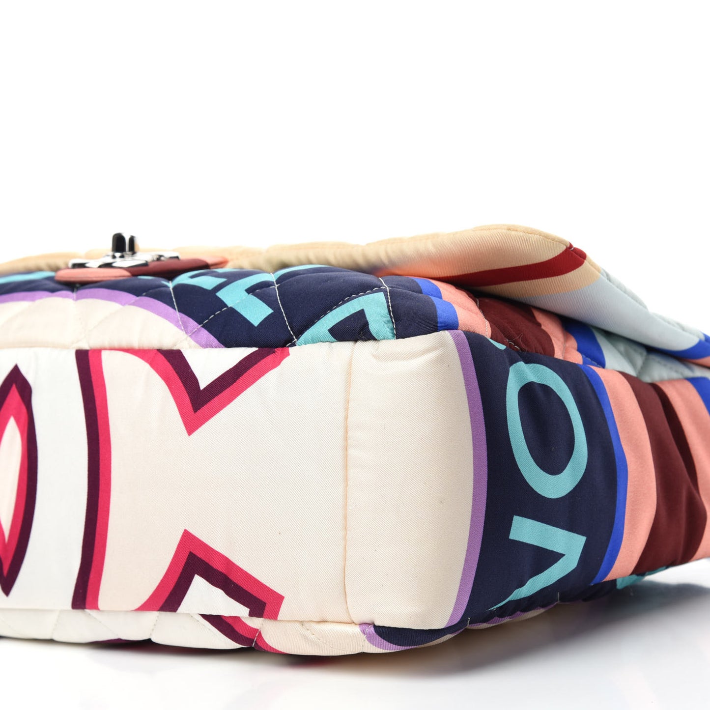 Fabric Quilted Printed Flap Multicolor