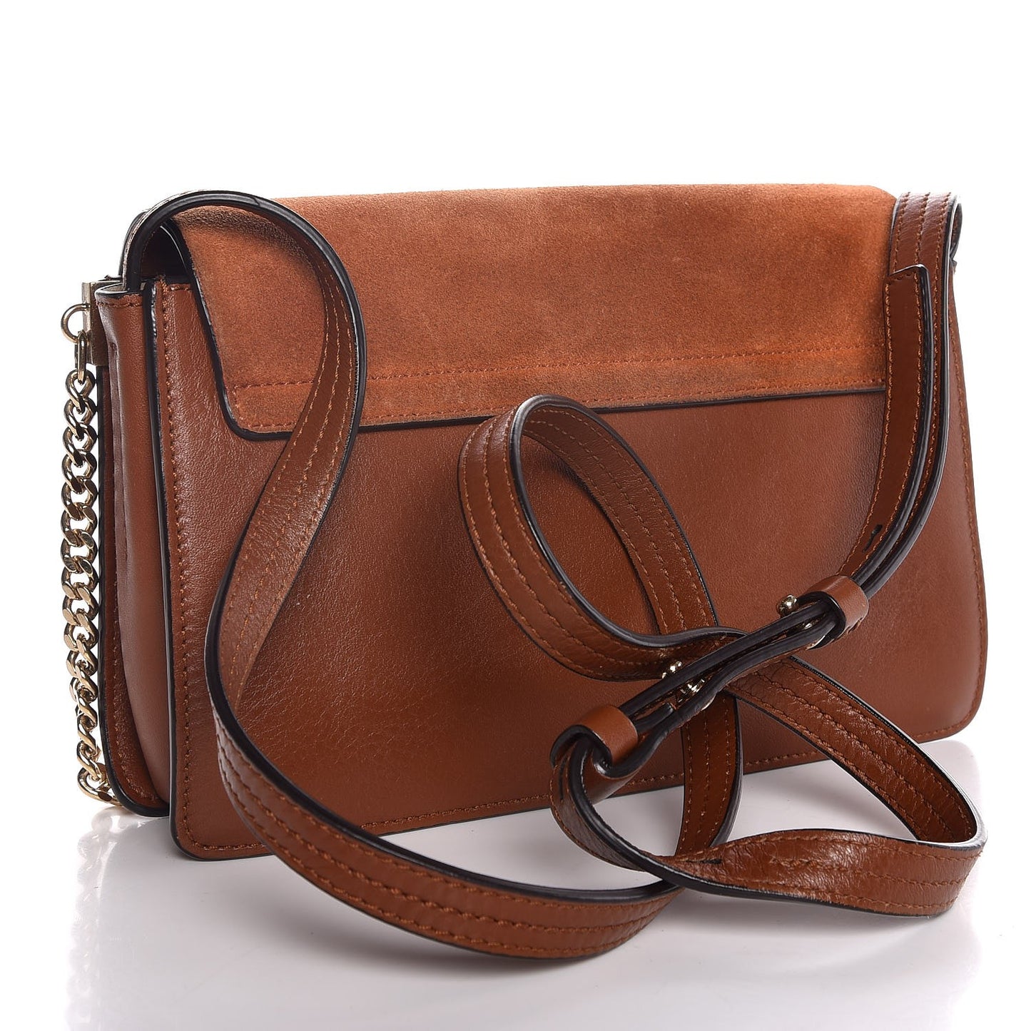 Suede Calfskin Small Faye Shoulder Bag Tobacco