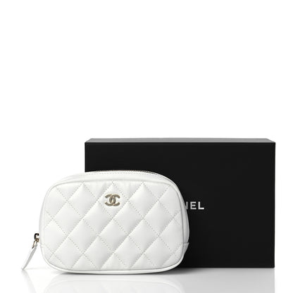 Chanel Caviar Quilted Small Curvy Pouch Cosmetic Case White 11 of 11