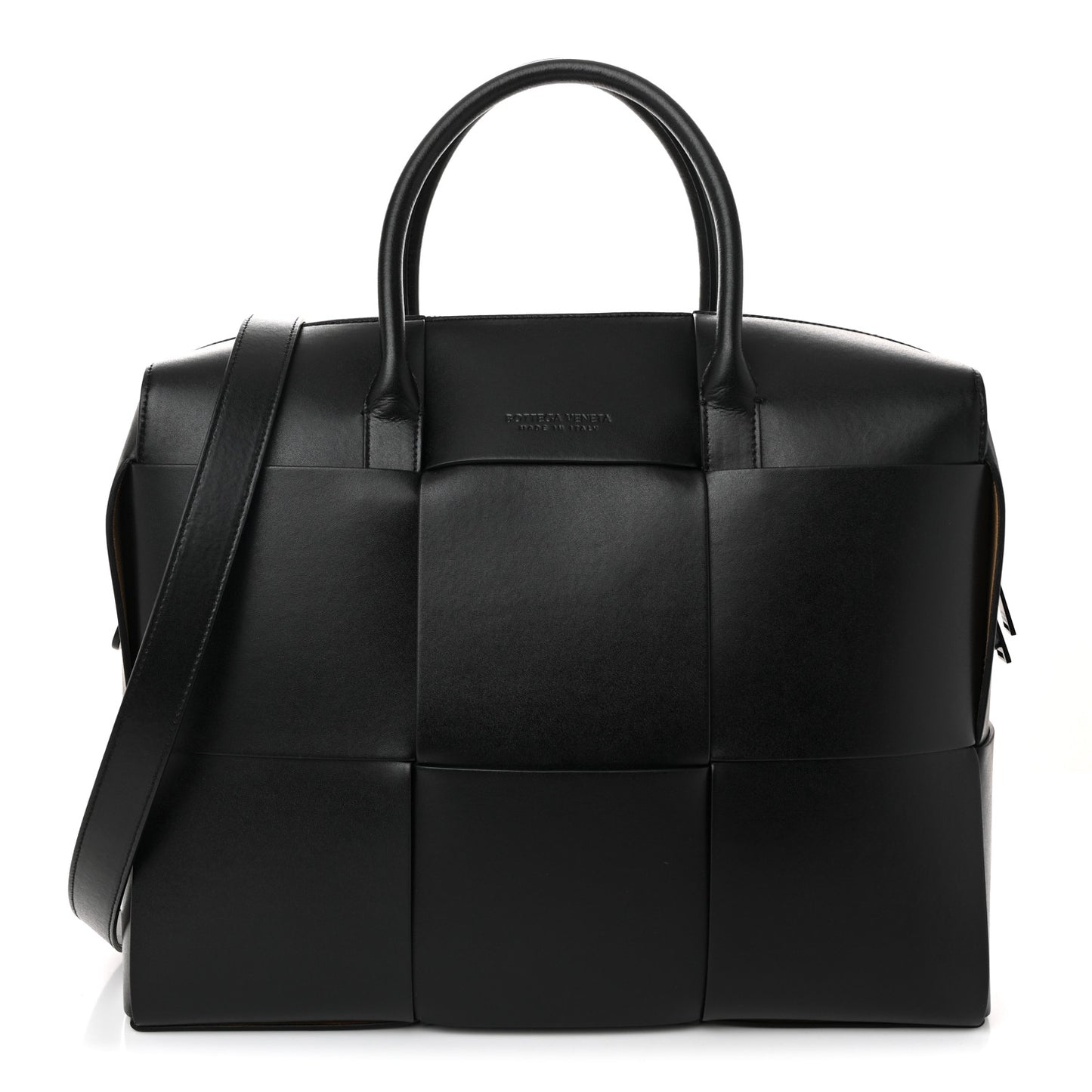 Calfskin Maxi Intrecciato Arco Briefcase Black