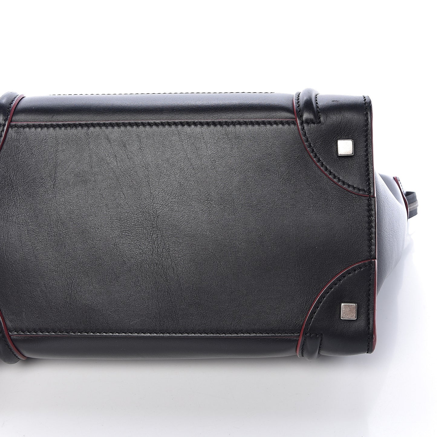 Smooth Calfskin Mini Luggage Black Pink Trim